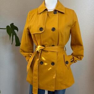 Mustard Yellow Belted Trench Coat